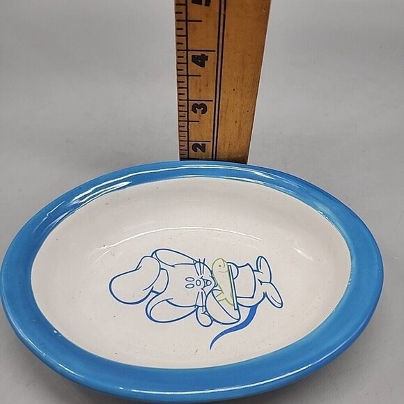 Vintage Cat Food Bowl Blue Mouse Fish Ceramic Unbranded - Picture 5 of 6
